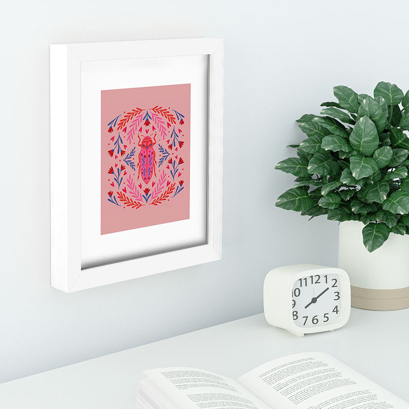 Angela Minca Lovebug pink and red Recessed Framing Rectangle