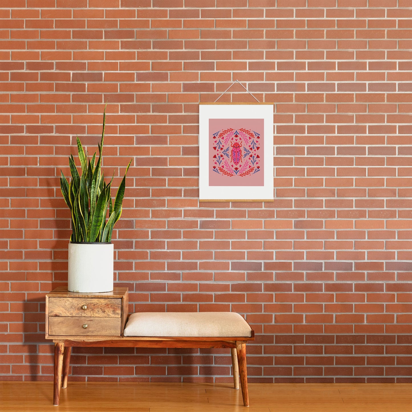 Angela Minca Lovebug pink and red Art Print