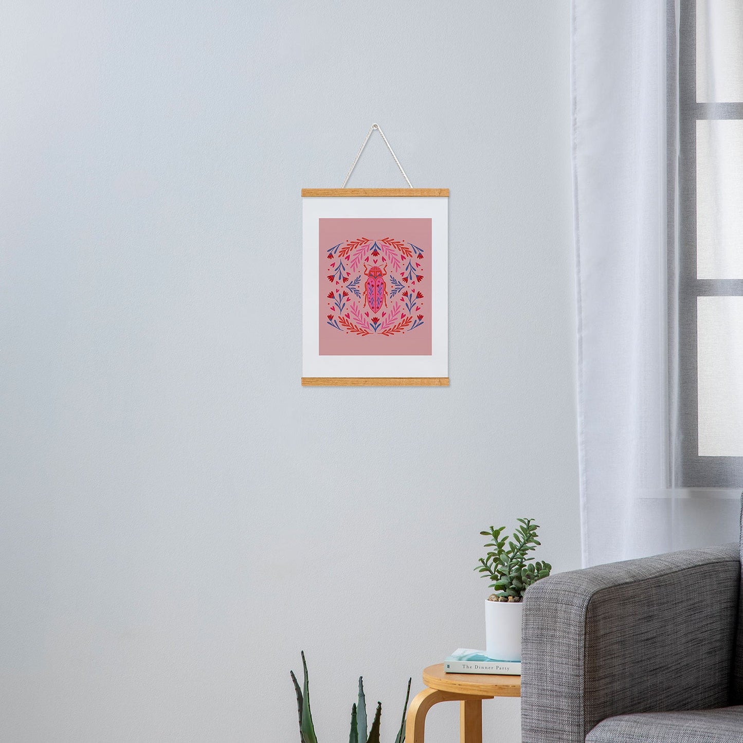 Angela Minca Lovebug pink and red Art Print