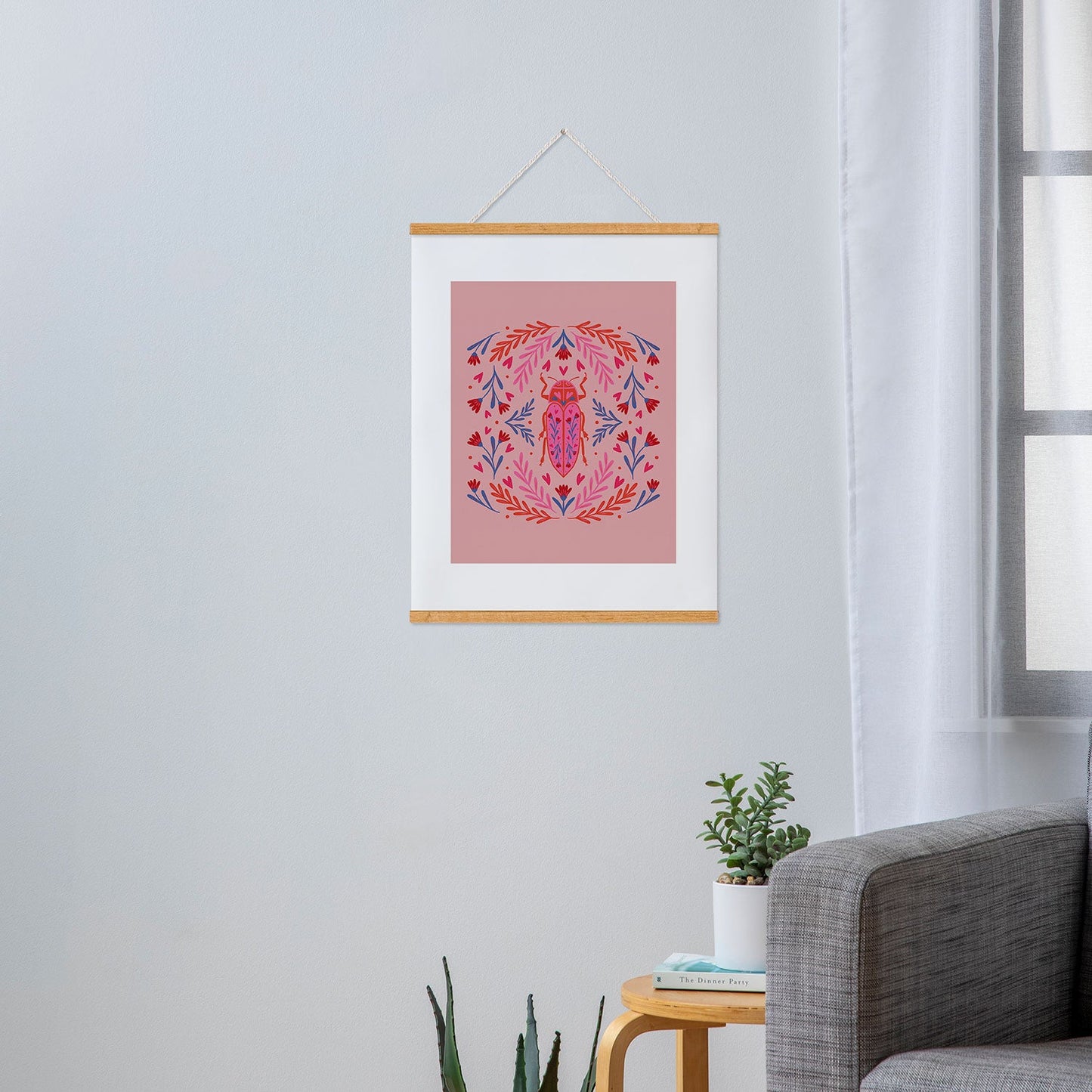 Angela Minca Lovebug pink and red Art Print