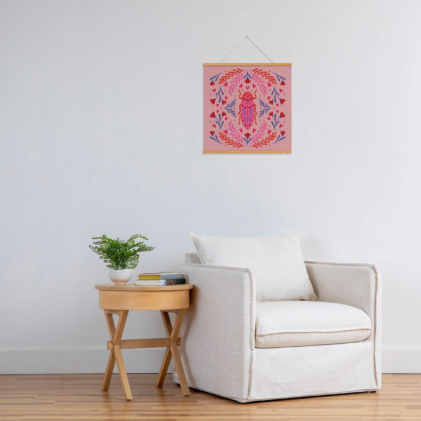 Angela Minca Lovebug pink and red Art Print