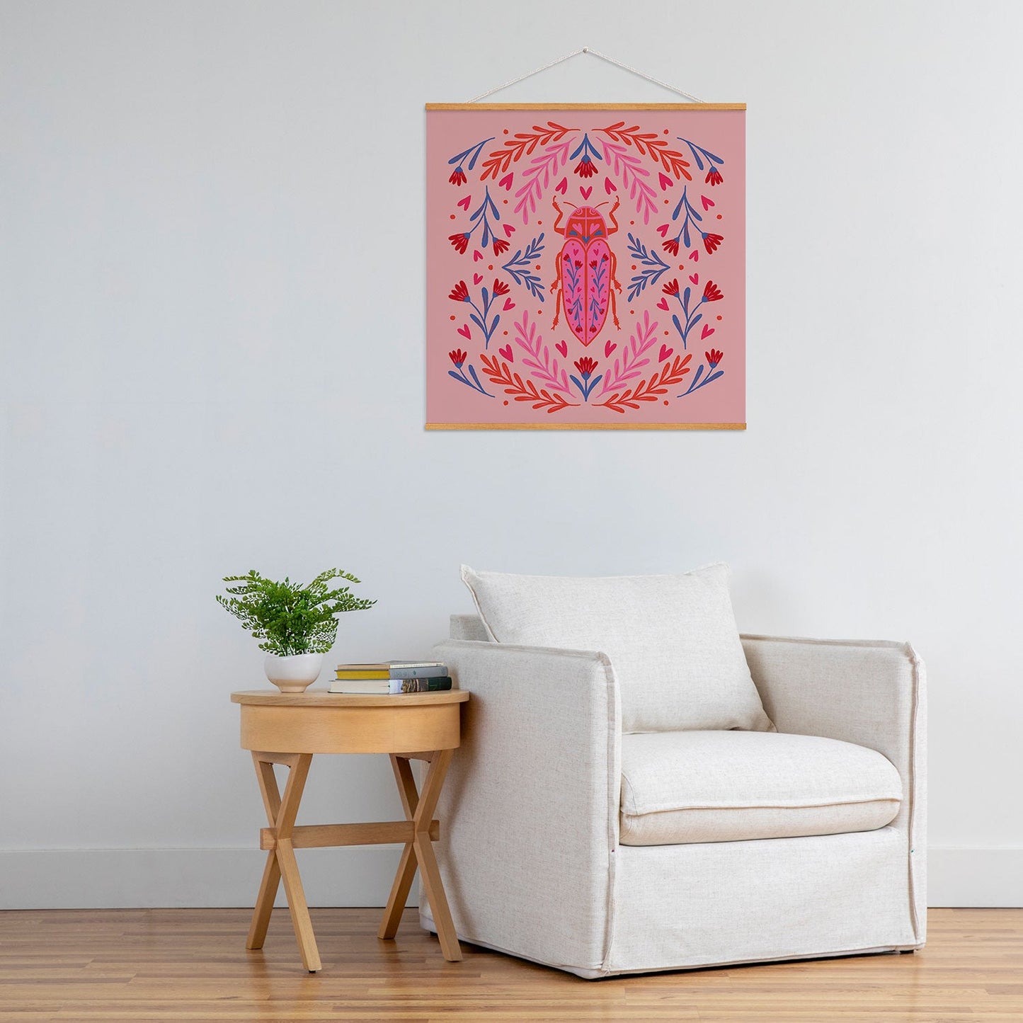 Angela Minca Lovebug pink and red Art Print