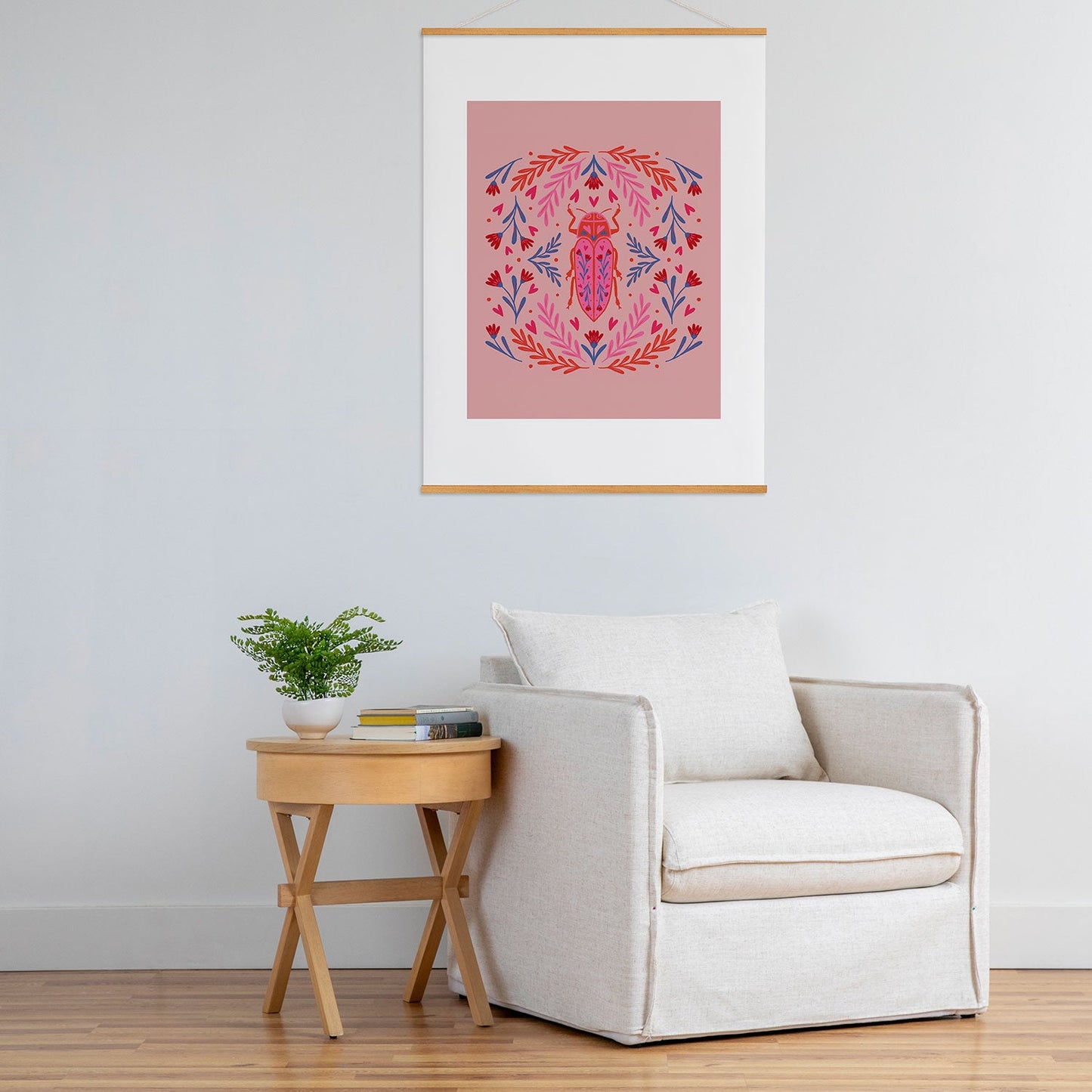 Angela Minca Lovebug pink and red Art Print