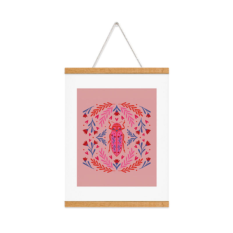 Angela Minca Lovebug pink and red Art Print
