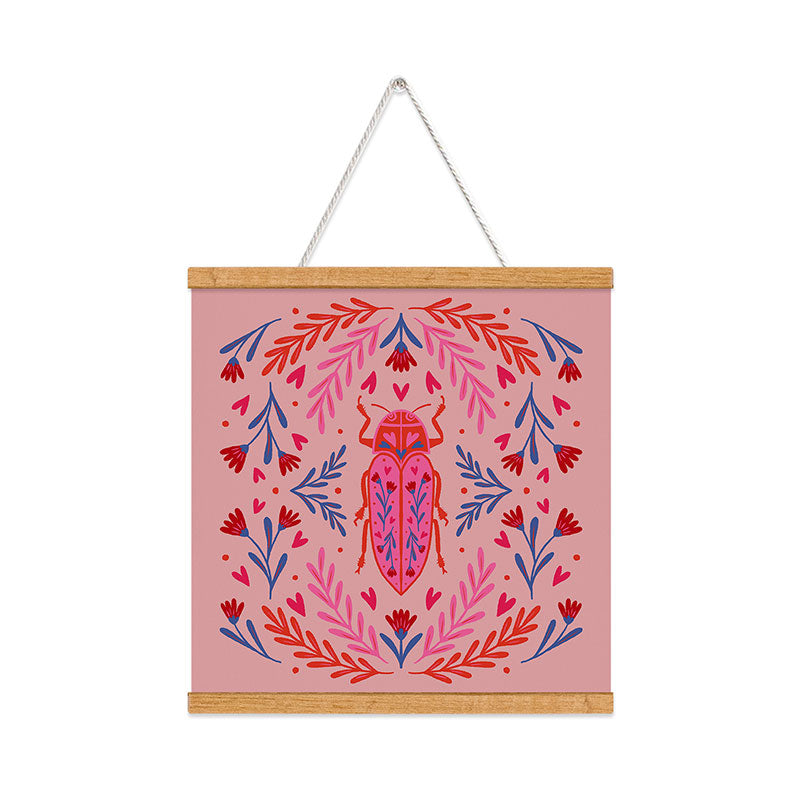 Angela Minca Lovebug pink and red Art Print