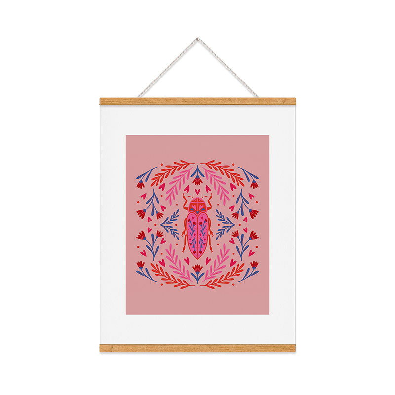 Angela Minca Lovebug pink and red Art Print