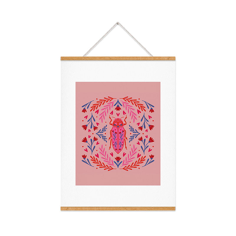 Angela Minca Lovebug pink and red Art Print