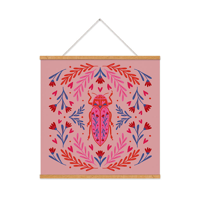 Angela Minca Lovebug pink and red Art Print