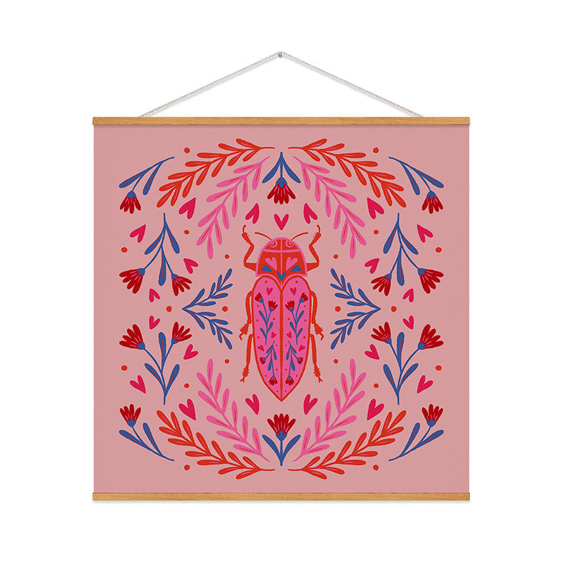 Angela Minca Lovebug pink and red Art Print