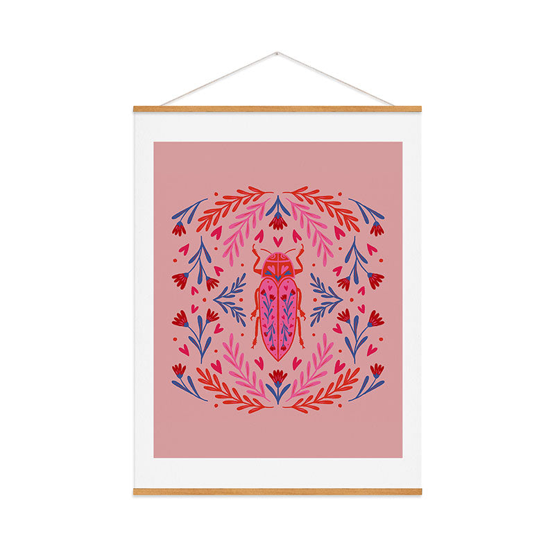 Angela Minca Lovebug pink and red Art Print