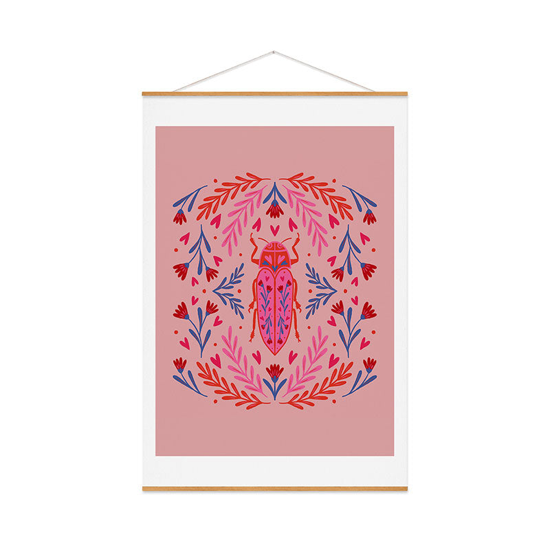 Angela Minca Lovebug pink and red Art Print