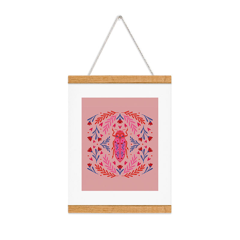 Angela Minca Lovebug pink and red Art Print