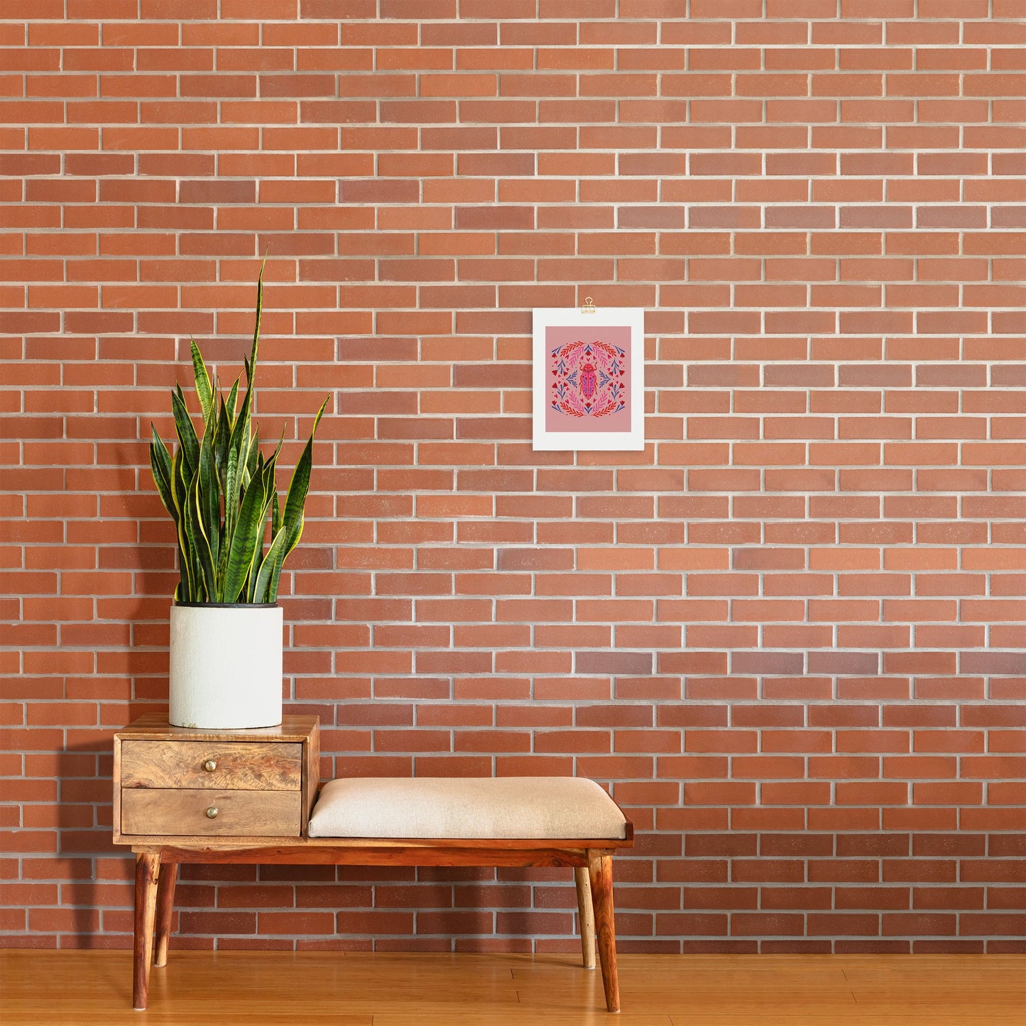 Angela Minca Lovebug pink and red Art Print