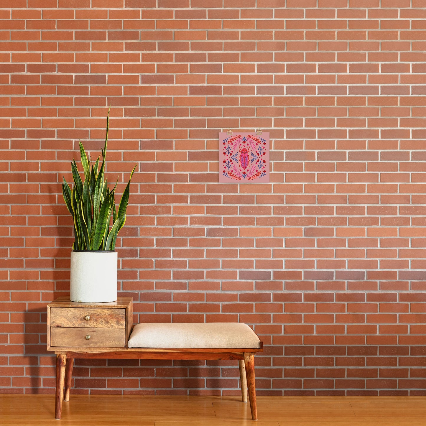 Angela Minca Lovebug pink and red Art Print