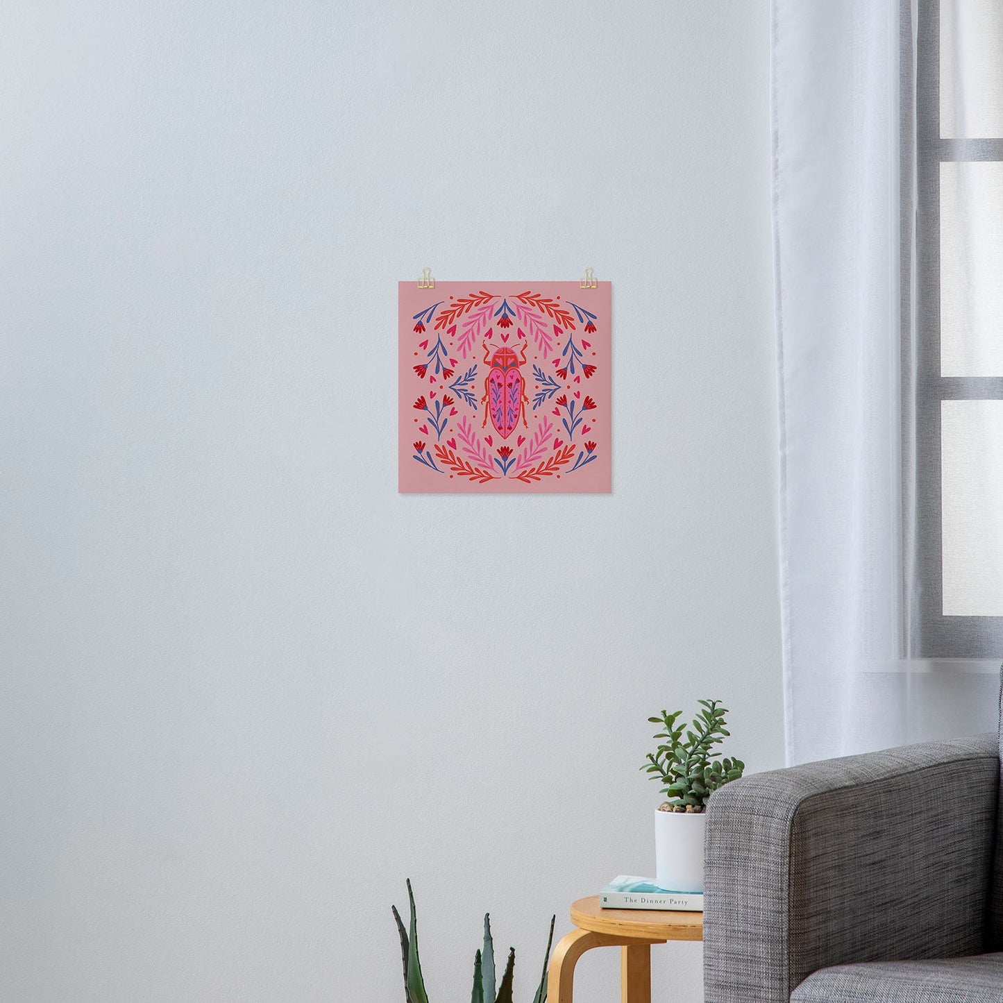 Angela Minca Lovebug pink and red Art Print