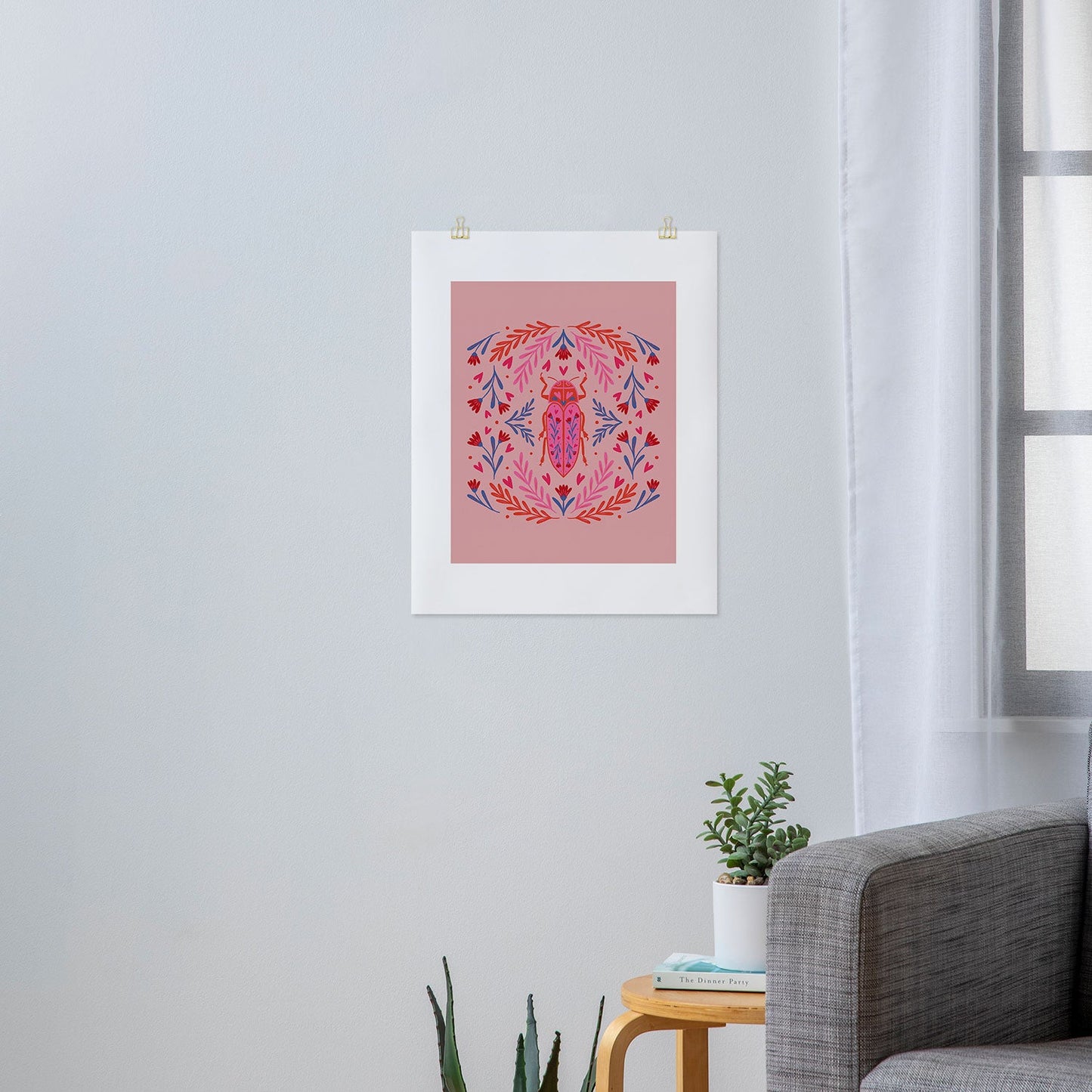 Angela Minca Lovebug pink and red Art Print