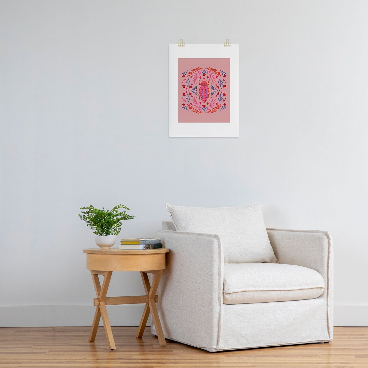 Angela Minca Lovebug pink and red Art Print