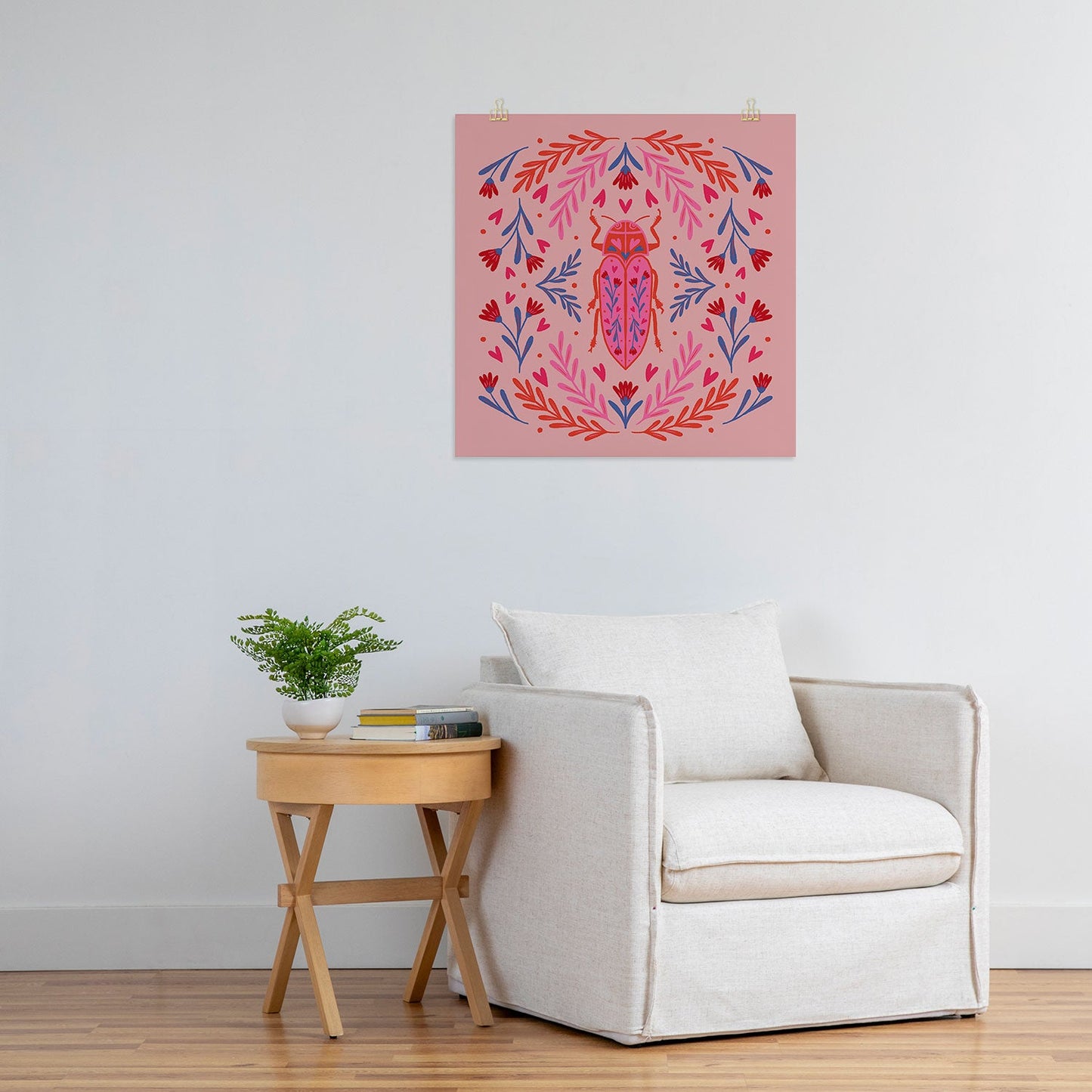 Angela Minca Lovebug pink and red Art Print