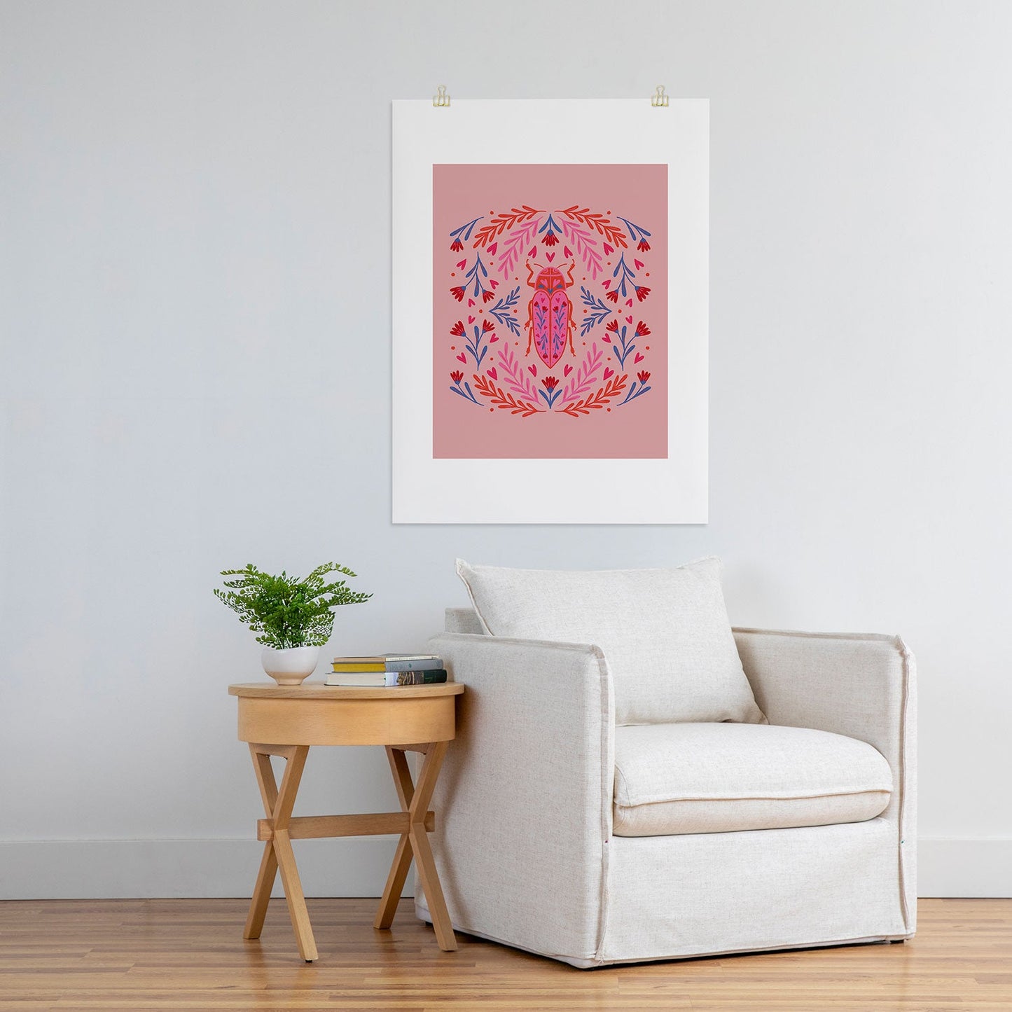Angela Minca Lovebug pink and red Art Print