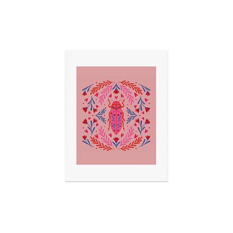 Angela Minca Lovebug pink and red Art Print