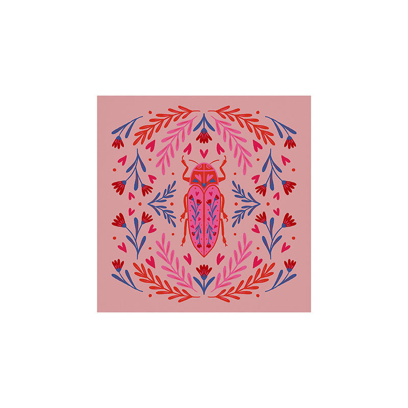 Angela Minca Lovebug pink and red Art Print