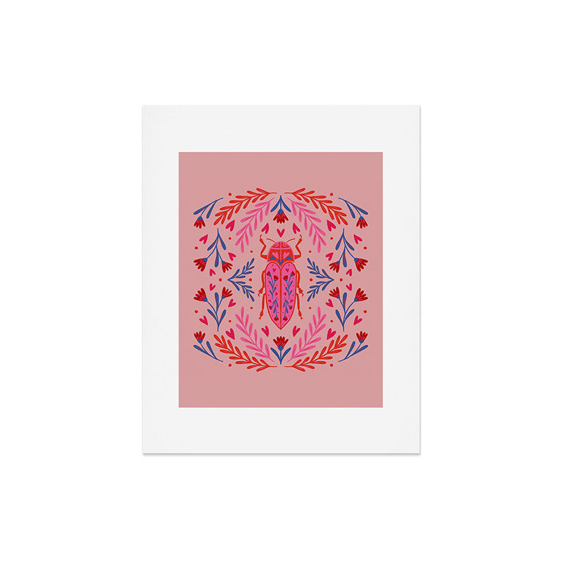 Angela Minca Lovebug pink and red Art Print
