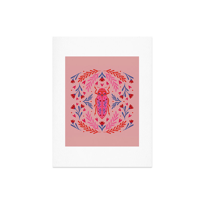 Angela Minca Lovebug pink and red Art Print
