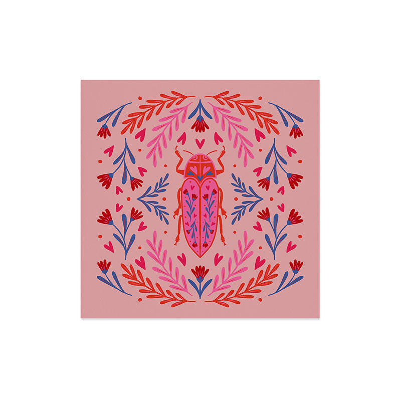Angela Minca Lovebug pink and red Art Print