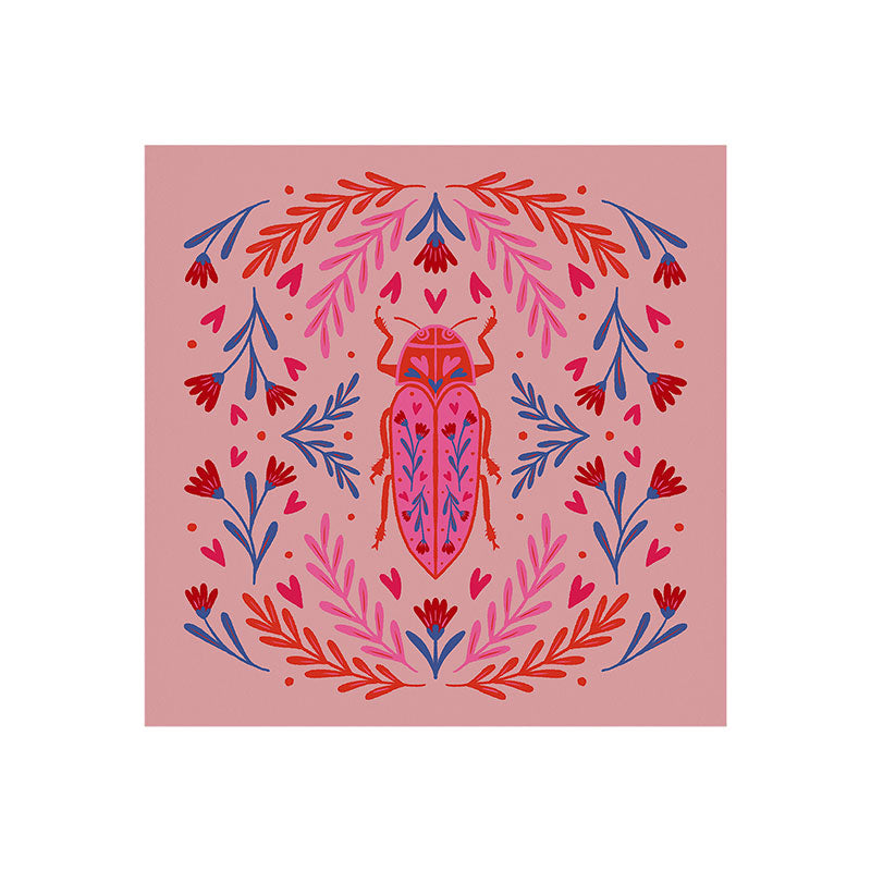 Angela Minca Lovebug pink and red Art Print