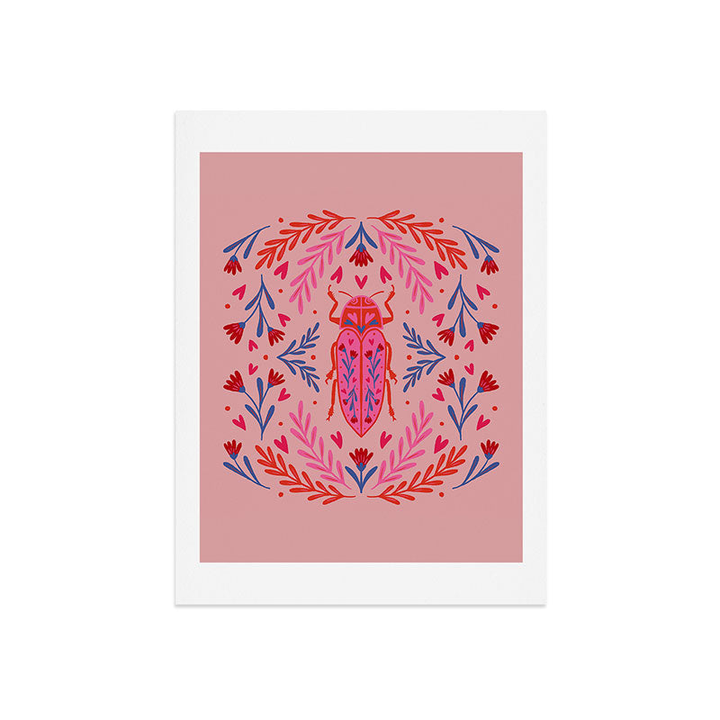 Angela Minca Lovebug pink and red Art Print