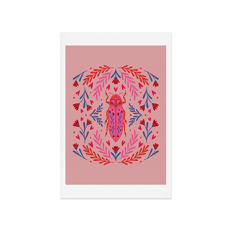 Angela Minca Lovebug pink and red Art Print