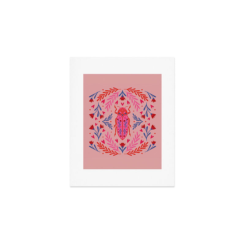 Angela Minca Lovebug pink and red Art Print