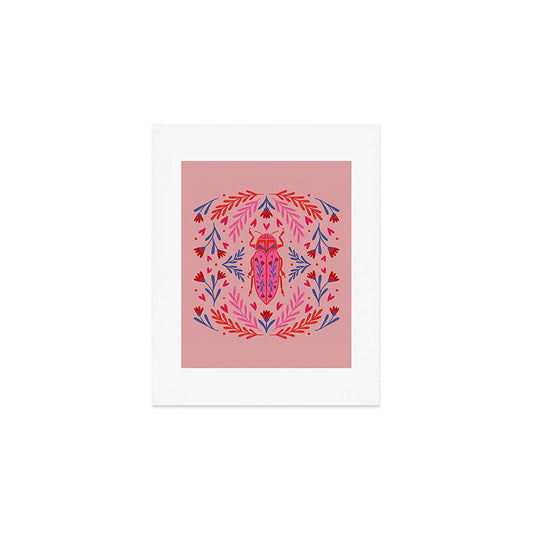 Angela Minca Lovebug pink and red Art Print