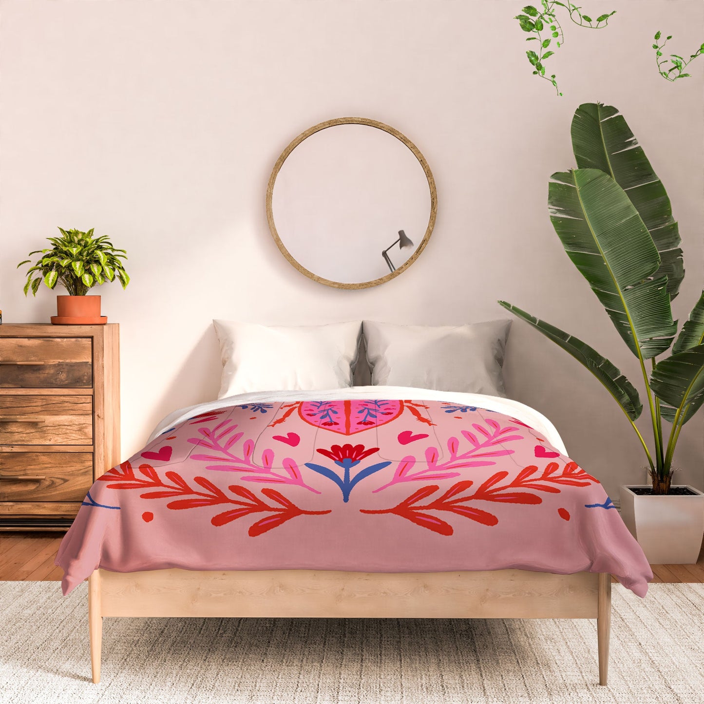 Angela Minca Lovebug pink and red Comforter
