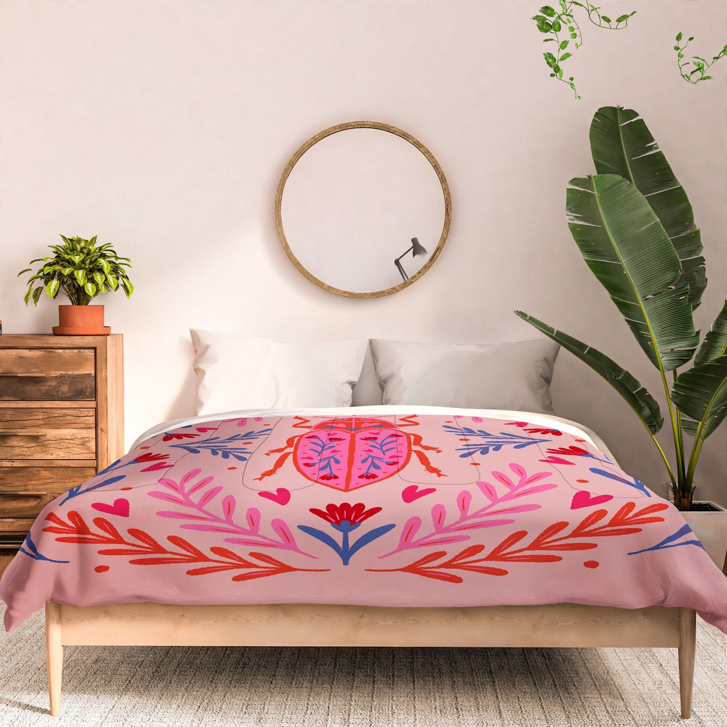Angela Minca Lovebug pink and red Comforter