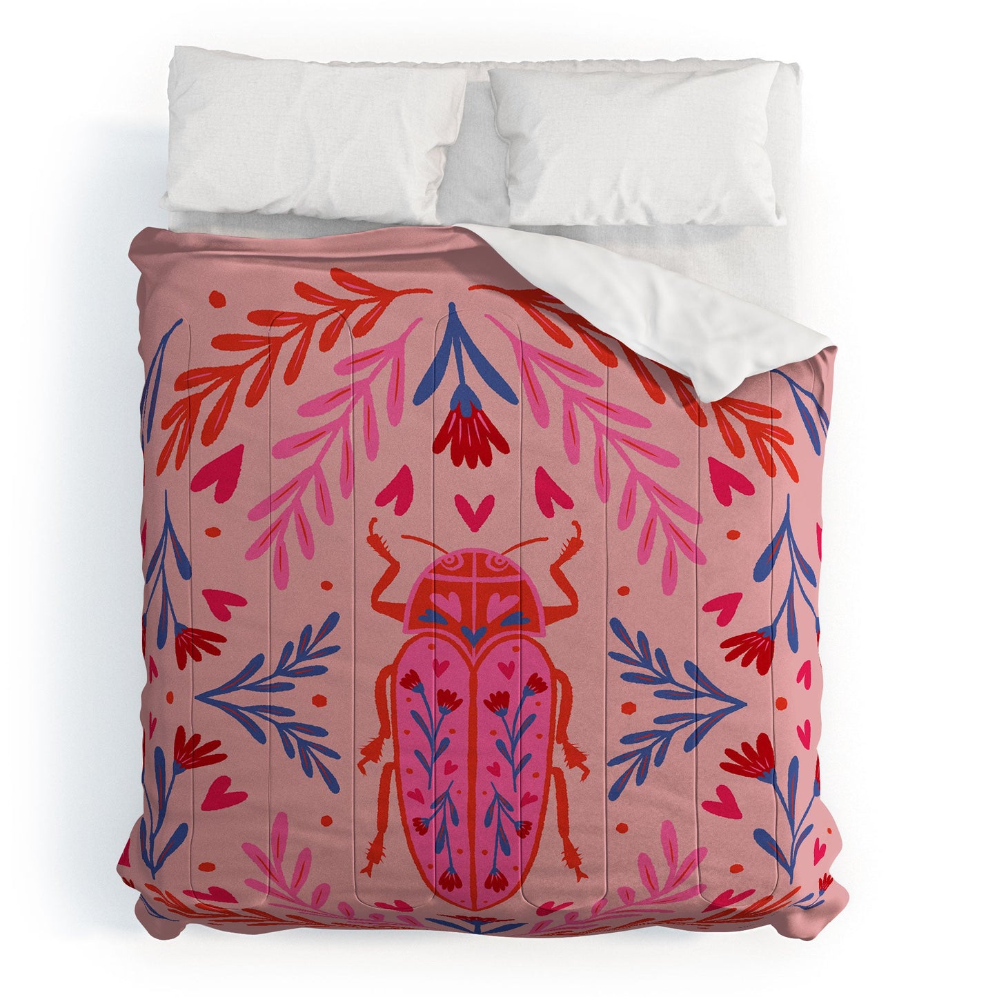 Angela Minca Lovebug pink and red Comforter