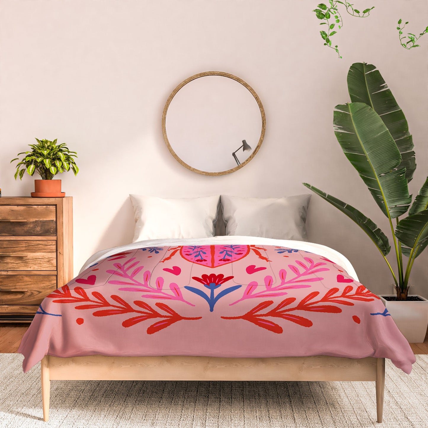 Angela Minca Lovebug pink and red Comforter
