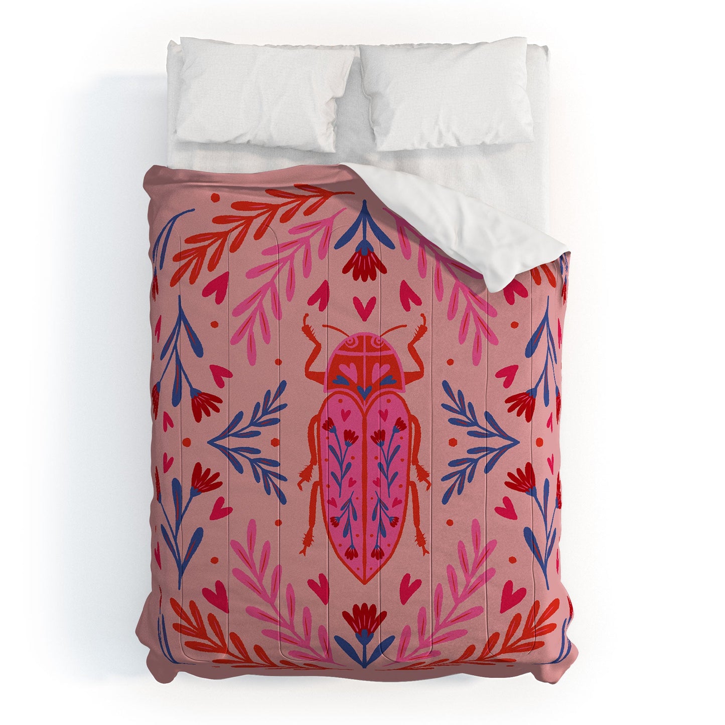 Angela Minca Lovebug pink and red Comforter