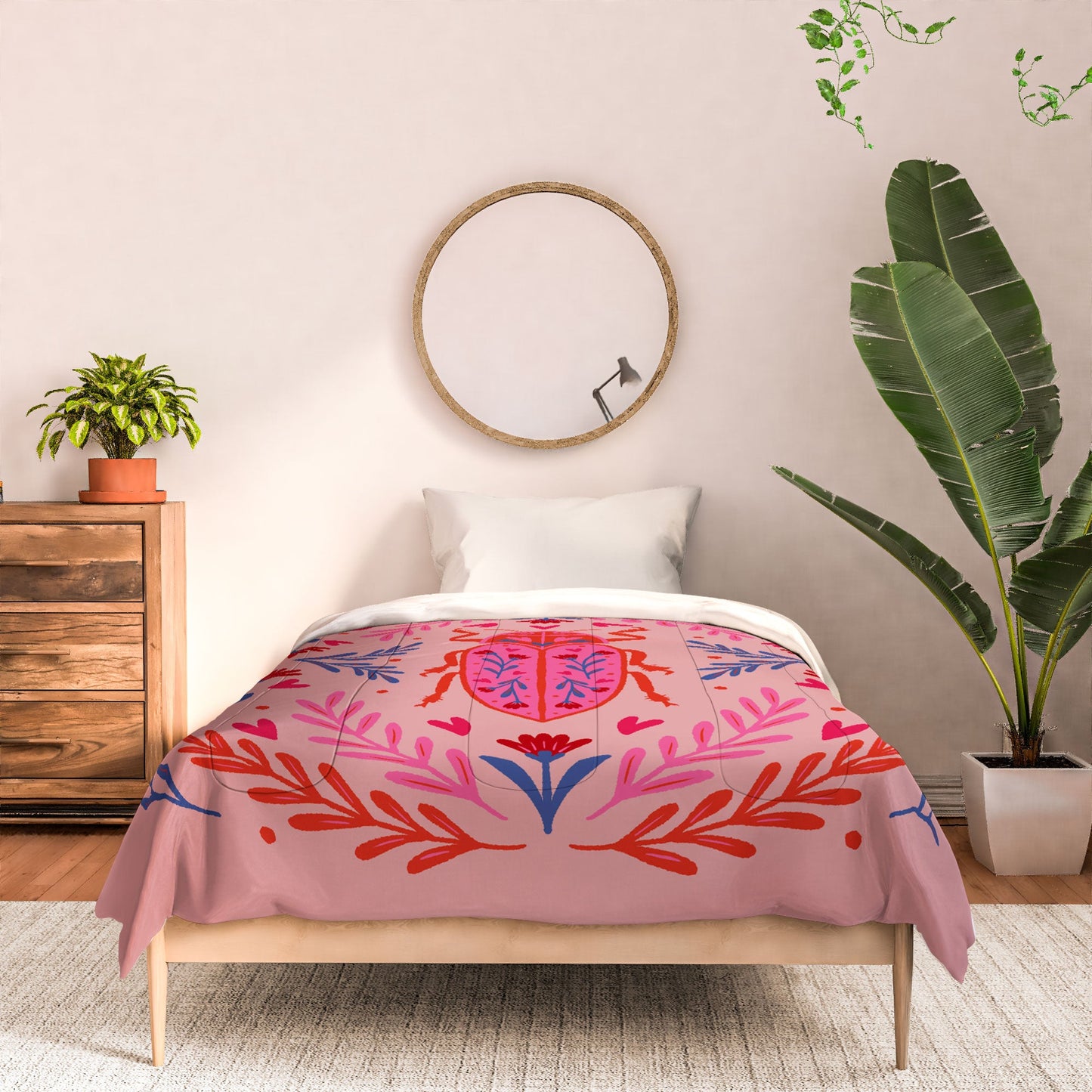 Angela Minca Lovebug pink and red Comforter