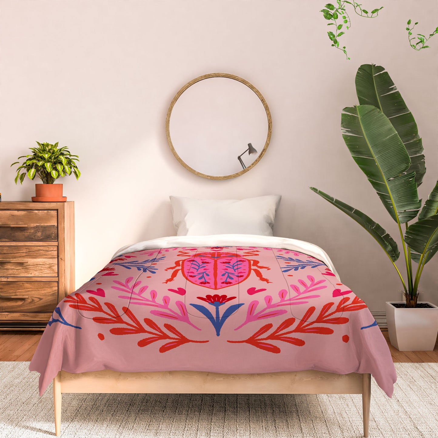 Angela Minca Lovebug pink and red Comforter