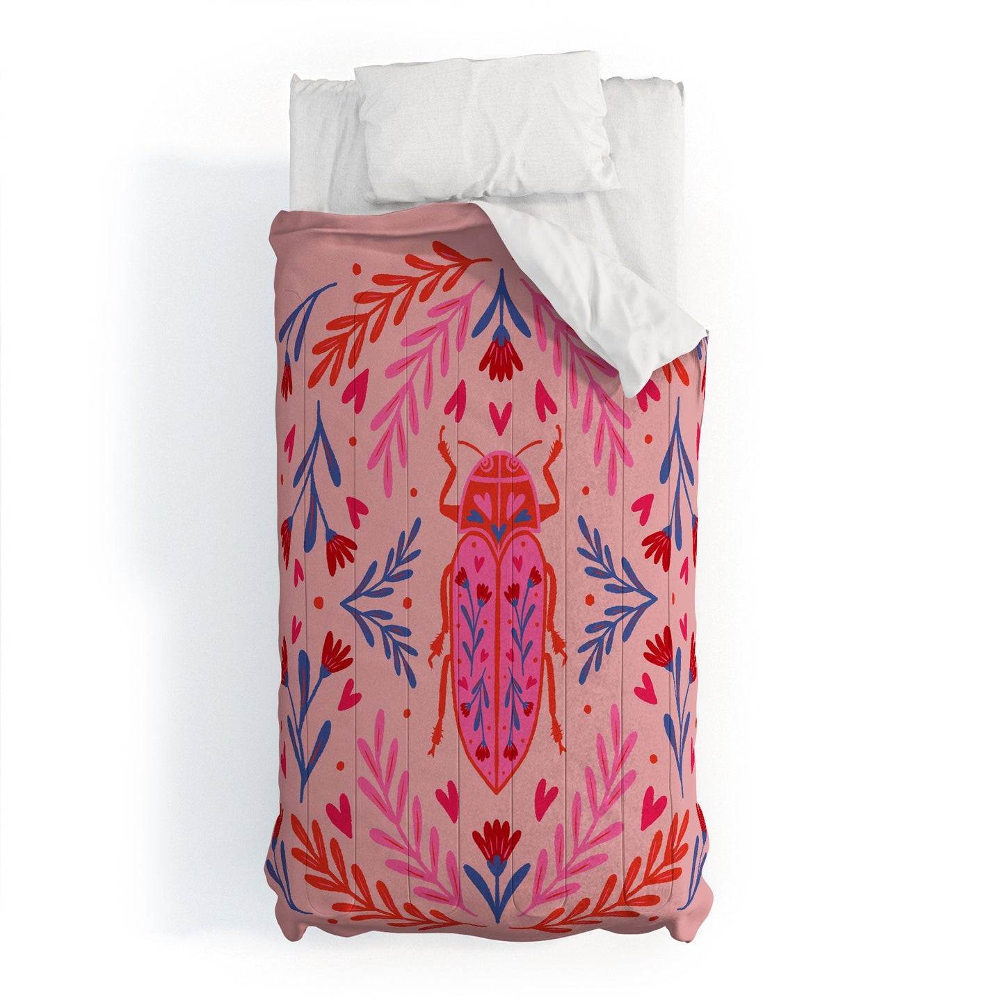 Angela Minca Lovebug pink and red Comforter