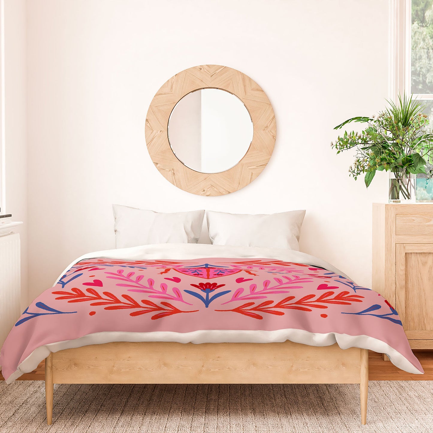 Angela Minca Lovebug pink and red Duvet Cover