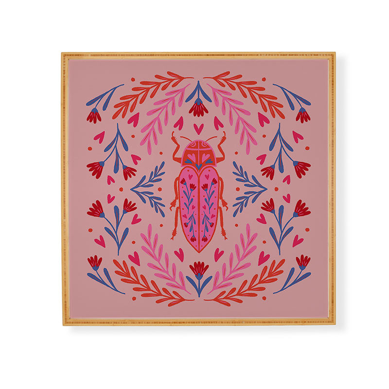 Angela Minca Lovebug pink and red Framed Wall Art