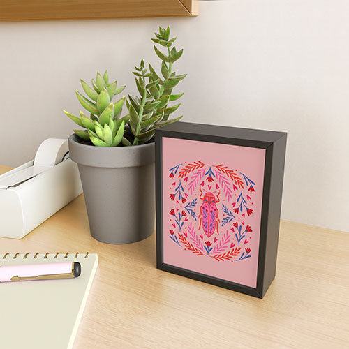 Angela Minca Lovebug pink and red Framed Mini Art Print