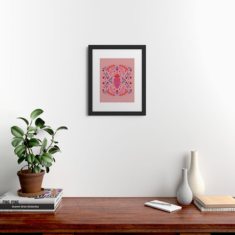 Angela Minca Lovebug pink and red Framed Art Print