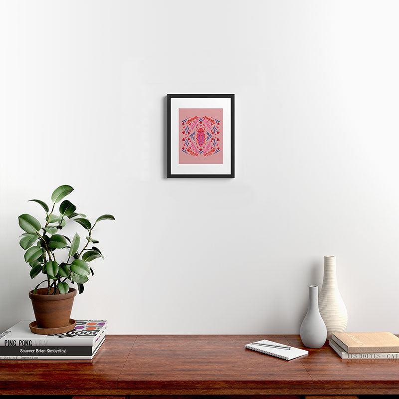 Angela Minca Lovebug pink and red Framed Art Print