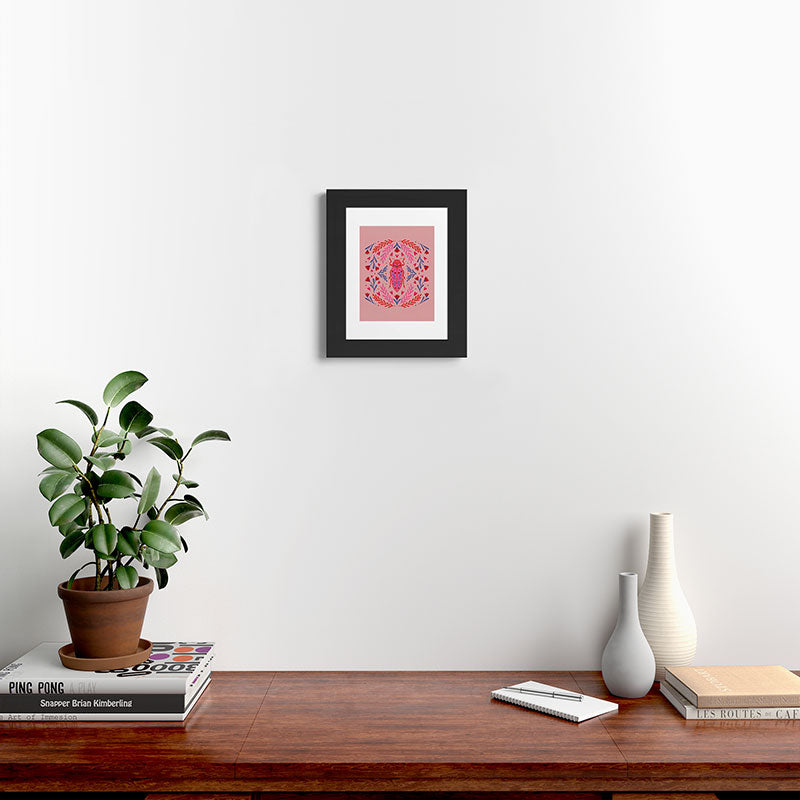 Angela Minca Lovebug pink and red Framed Art Print