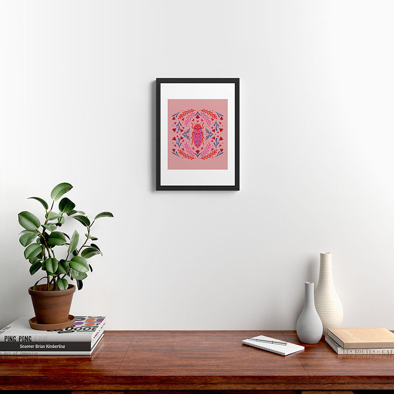Angela Minca Lovebug pink and red Framed Art Print