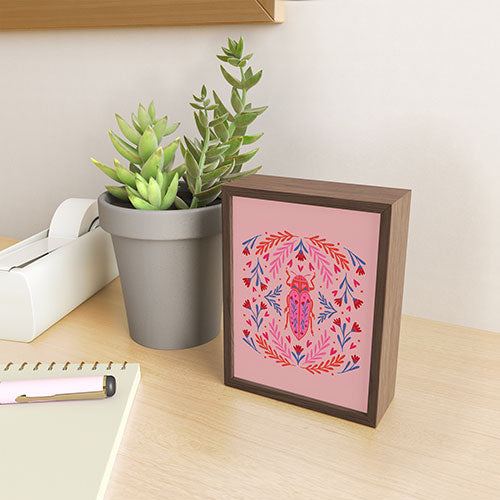 Angela Minca Lovebug pink and red Framed Mini Art Print