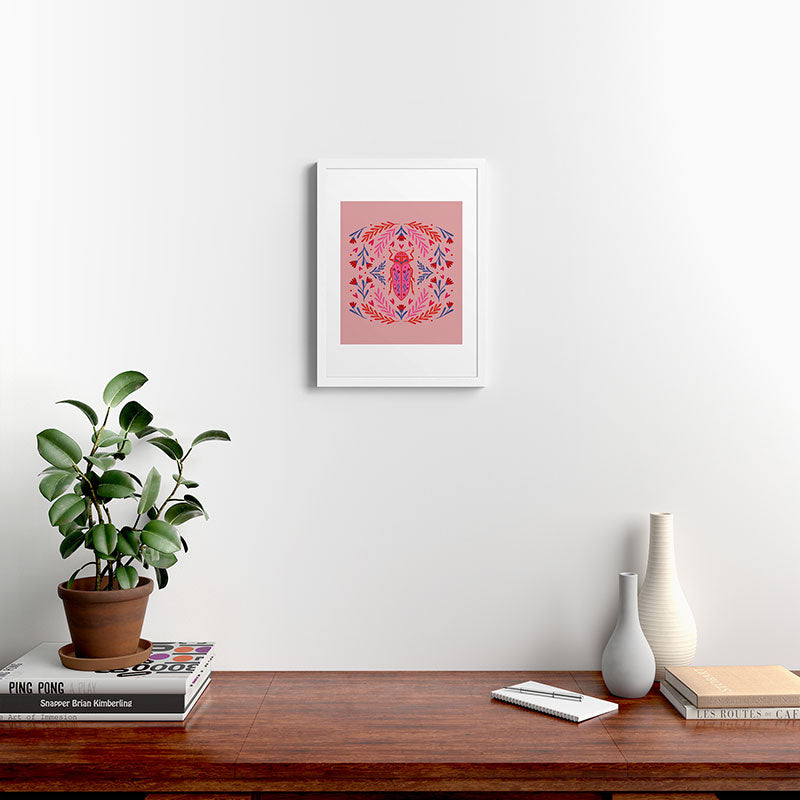 Angela Minca Lovebug pink and red Framed Art Print